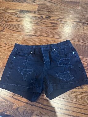 Blank NYC Black Distressed Denim Jean Shorts